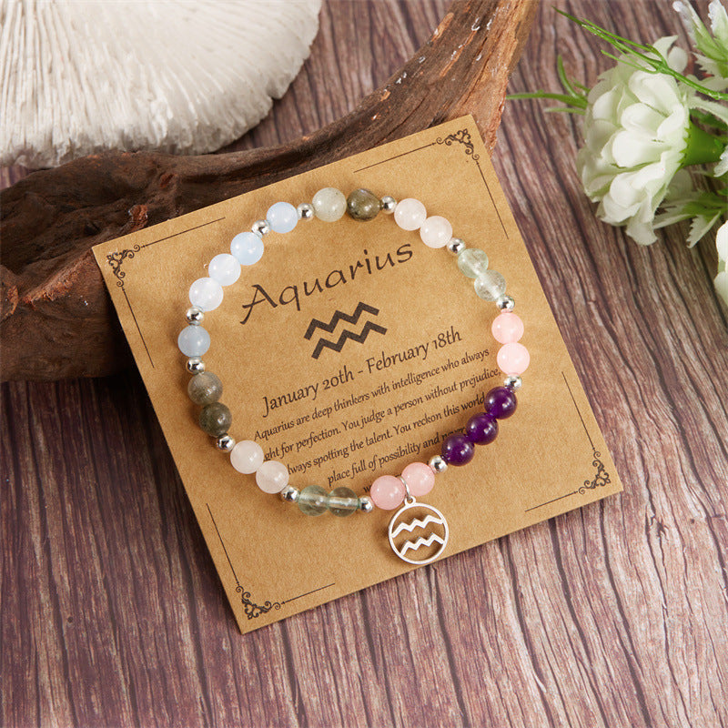 Amethyst Combination Beaded Twelve Constellation Stone Bracelet