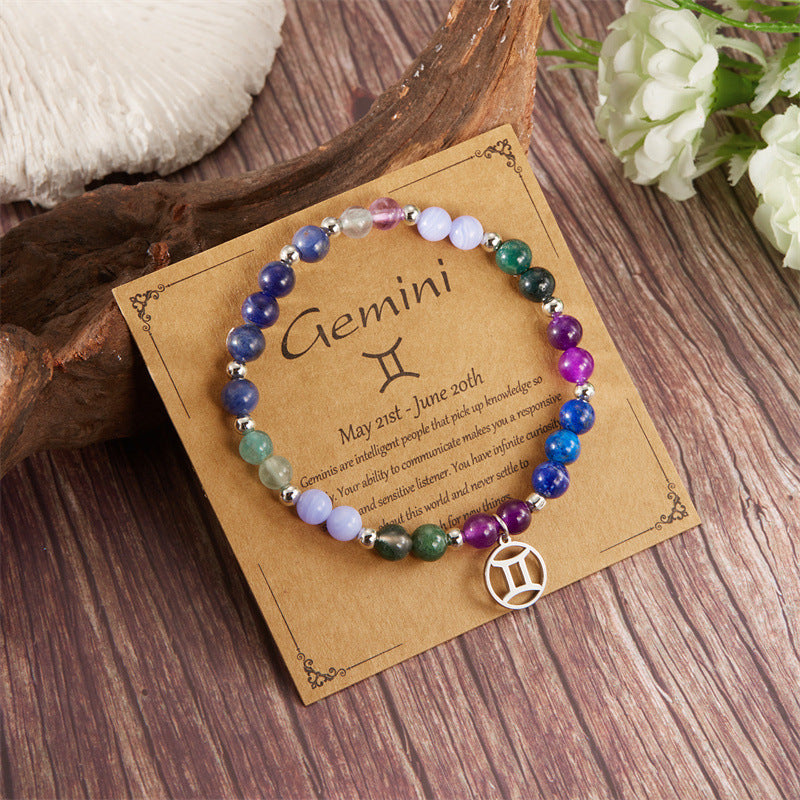 Amethyst Combination Beaded Twelve Constellation Stone Bracelet