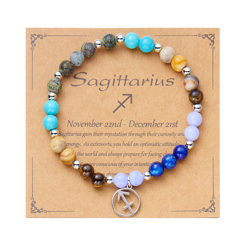 Amethyst Combination Beaded Twelve Constellation Stone Bracelet