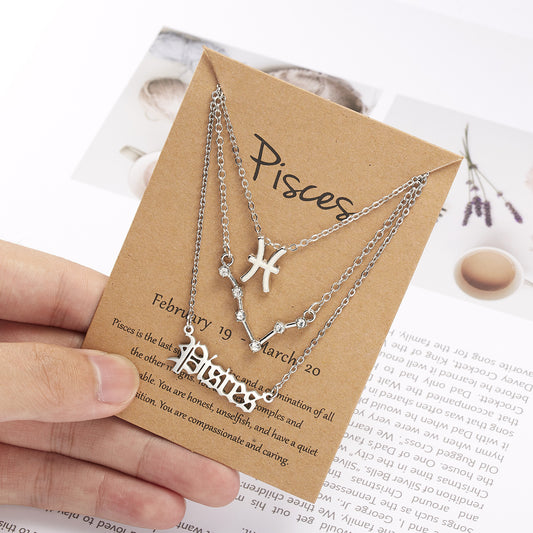 Symbol Starry Sky Ancient English Letters Twelve Constellations Necklace